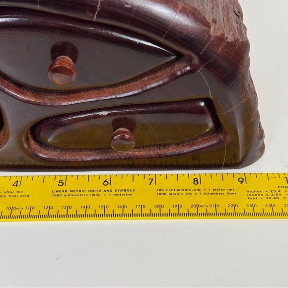 Vintage Handmade Burl Wood 3 Drawer Trinket Box - Picture 8 of 10